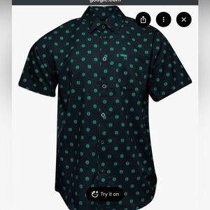 DIXXON “Fibber Migees” Black and Green Patterned Shirt. Men’s 2XL